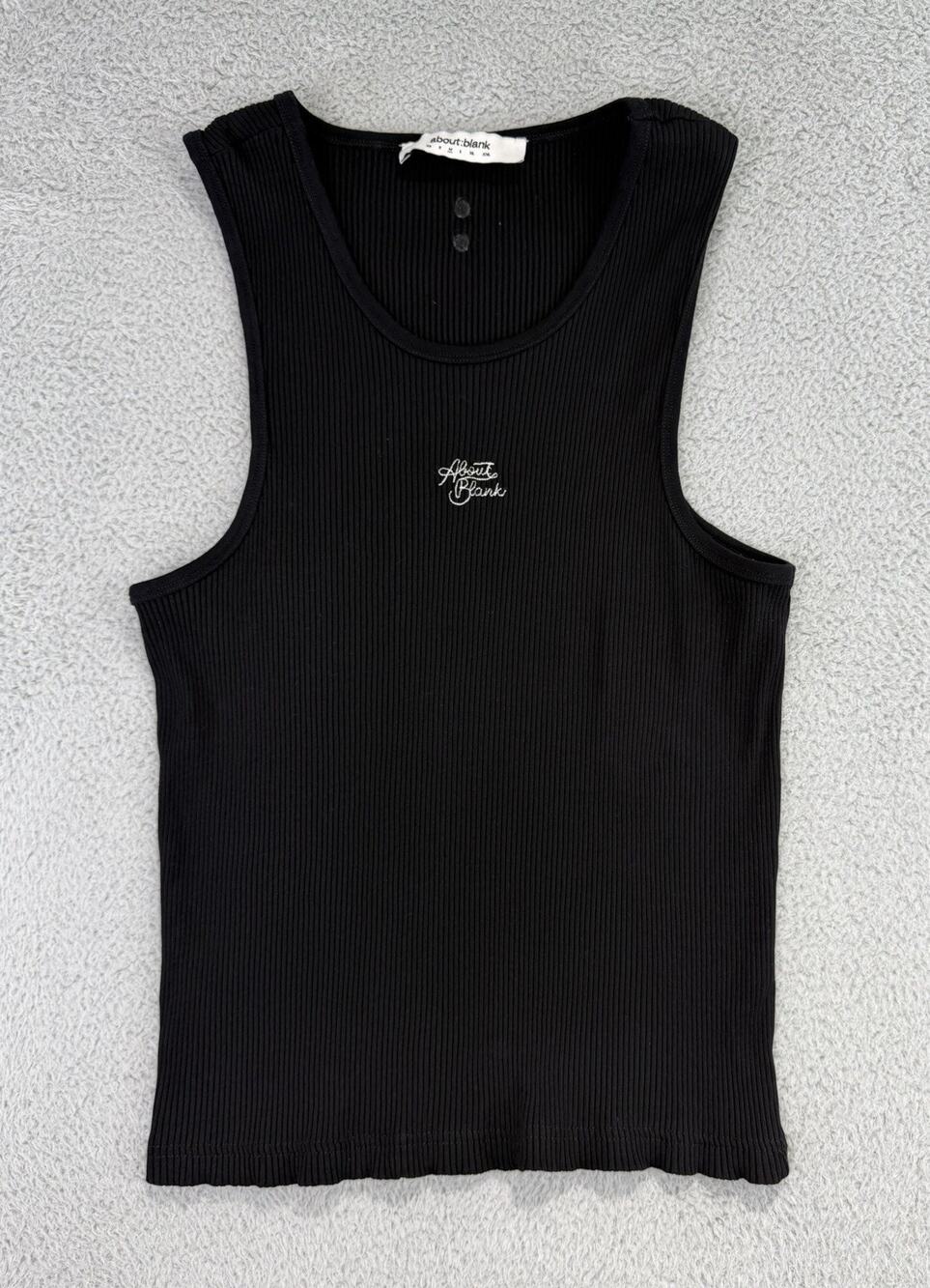 about:blank monogram Tank Top Vest Men Black Size Medium Cotton